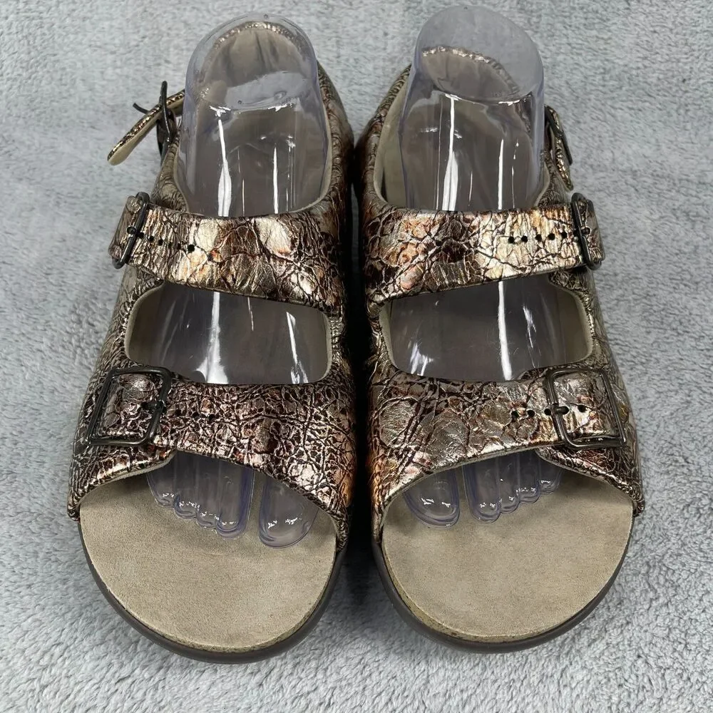 SAS Sandals Women 10 Bronze Ginger Metallic Crackle Comfort Slingback - Picture 5 of 9